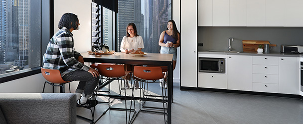Shared kitchen in a Iglu's Melbourne City student accommodation