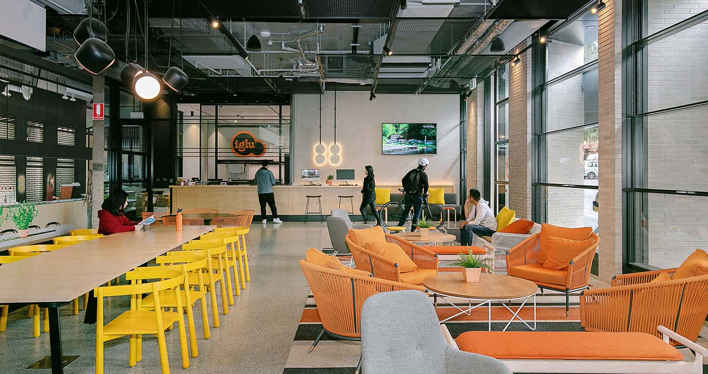 The lobby at Iglu Melbourne City